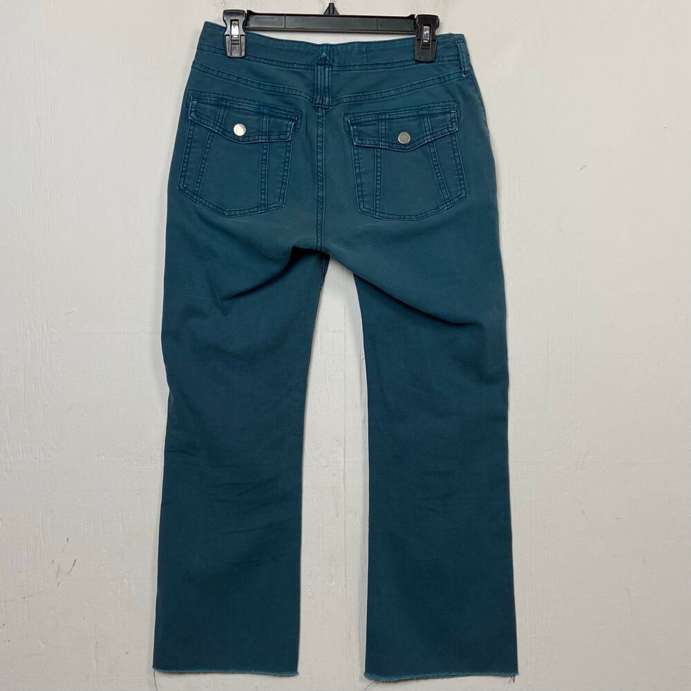 Anthropologie Pilcro Women's Teal Raw Hem Button Fly Ankle Utility Jeans Size 27 - Picture 2 of 11